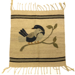 South American Woven Wool Kilim Rug with Two Birds on Branch