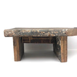 Primitive Old Wooden Stool with Iron Handle