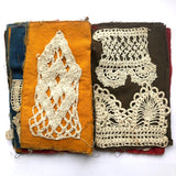 Antique Schoolgirl Crocheted Lace on Colorful Cloth Sampler Book