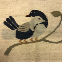 South American Woven Wool Kilim Rug with Two Birds on Branch