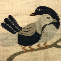 South American Woven Wool Kilim Rug with Two Birds on Branch