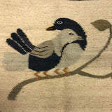 South American Woven Wool Kilim Rug with Two Birds on Branch