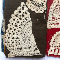 Antique Schoolgirl Crocheted Lace on Colorful Cloth Sampler Book