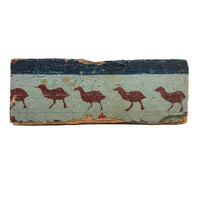 Wonderful Antique Painted Wood Fragment with Birds in a Row