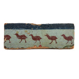 Wonderful Antique Painted Wood Fragment with Birds in a Row