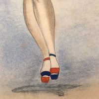 Red White and Blue Pin Up Girl 1940s Drawing Harriet Claire Mansfield