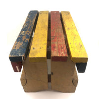 Super, Much Loved Red, Yellow and Blue Slatted Stool
