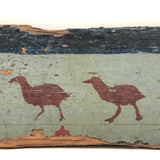 Wonderful Antique Painted Wood Fragment with Birds in a Row
