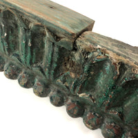 Gorgeous Antique Green Painted Carved Architectural Molding - 41 Inches