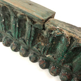 Gorgeous Antique Green Painted Carved Architectural Molding - 41 Inches
