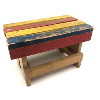 Super, Much Loved Red, Yellow and Blue Slatted Stool