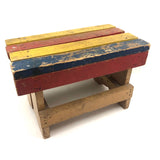 Super, Much Loved Red, Yellow and Blue Slatted Stool