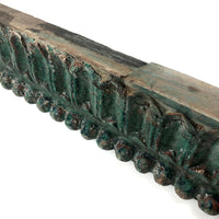 Gorgeous Antique Green Painted Carved Architectural Molding - 41 Inches