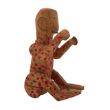 Red Spotted Old Carved Folk Art Monkey with Moving Arms