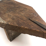 Primitive Old Wooden Stool with Iron Handle