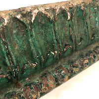 Gorgeous Antique Green Painted Carved Architectural Molding - 41 Inches