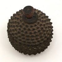 Antique Carved Wood Durian Shaped Box with Interior Lacquer and Gilding