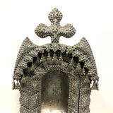 Amazing Old Silver Painted Chip Carved Tramp Art Shrine