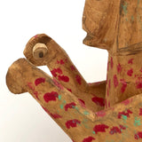 Red Spotted Old Carved Folk Art Monkey with Moving Arms