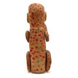 Red Spotted Old Carved Folk Art Monkey with Moving Arms