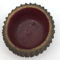 Antique Carved Wood Durian Shaped Box with Interior Lacquer and Gilding