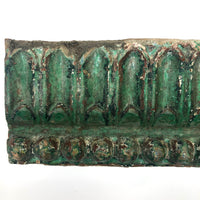 Gorgeous Antique Green Painted Carved Architectural Molding - 41 Inches
