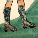 Austrian Hiker at Ursulaberg Stamp Collage and Watercolor Postcard