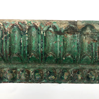 Gorgeous Antique Green Painted Carved Architectural Molding - 41 Inches