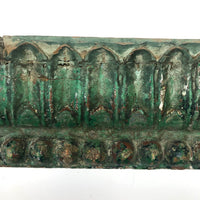 Gorgeous Antique Green Painted Carved Architectural Molding - 41 Inches