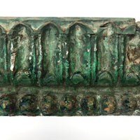 Gorgeous Antique Green Painted Carved Architectural Molding - 41 Inches