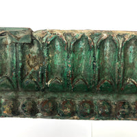 Gorgeous Antique Green Painted Carved Architectural Molding - 41 Inches