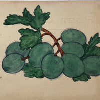 Hand-Painted Watercolor Postcard Of Grapes (or Olives?)