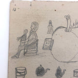 Willis Hutchinson 1883 Double-Sided Sketchbook Drawing: Kite, Animals, Tools, Apple