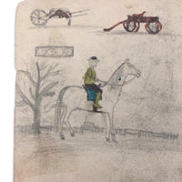 Willis Hutchinson 1883 Double-Sided Sketchbook Drawing: Kite, Animals, Tools, Apple