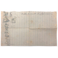 SOLD Willis Hutchinson 1883 Double-Sided  Drawing: Tiny Animals + Portrait of Home