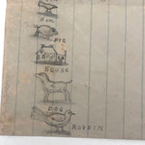 SOLD Willis Hutchinson 1883 Double-Sided  Drawing: Tiny Animals + Portrait of Home