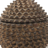 Antique Carved Wood Durian Shaped Box with Interior Lacquer and Gilding