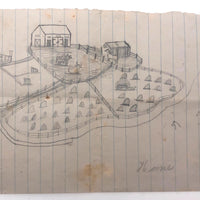 SOLD Willis Hutchinson 1883 Double-Sided  Drawing: Tiny Animals + Portrait of Home