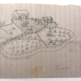 SOLD Willis Hutchinson 1883 Double-Sided  Drawing: Tiny Animals + Portrait of Home