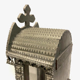 Amazing Old Silver Painted Chip Carved Tramp Art Shrine