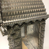 Amazing Old Silver Painted Chip Carved Tramp Art Shrine