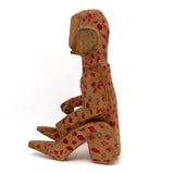 Red Spotted Old Carved Folk Art Monkey with Moving Arms