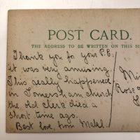 Hand-drawn Pen and Ink Sleeping Clerk Antique British Postcard
