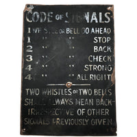 Railroad Code of Whistle Signals Antique Original Sign