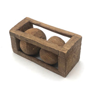 Chunky Antique Two Balls in Cage Folk Art Whimsy with Tobacco Tags