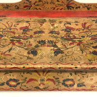 Large, Brilliantly Painted 1940 Folk Art Tabletop Desk, with Roosters