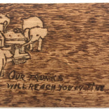 Our Trunks Will Reach You In Time, 1908 Pyrographed Wooden Postcard