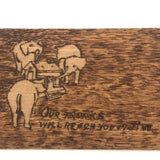 Our Trunks Will Reach You In Time, 1908 Pyrographed Wooden Postcard