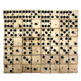 Nice Old Bone and Ebony Complete Double Six Dominoes in Original Slide Top Box