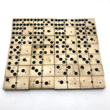 Nice Old Bone and Ebony Complete Double Six Dominoes in Original Slide Top Box